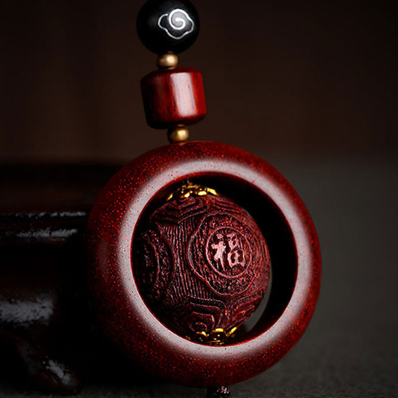 Nimara Ritual Tibetan Small Leaf Red Sandalwood Ebony Luck Protection Rotation Decoration