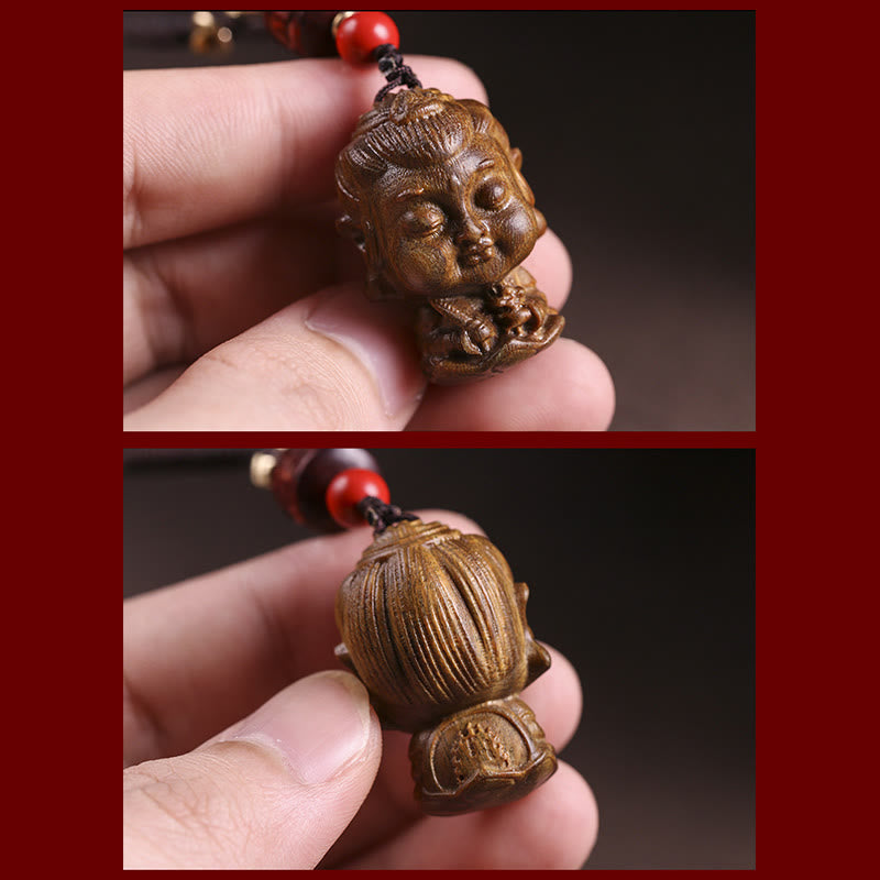 Nimara Ritual Chinese Zodiac Natal Buddha Green Sandalwood Om Mani Padme Hum Peace Key Chain