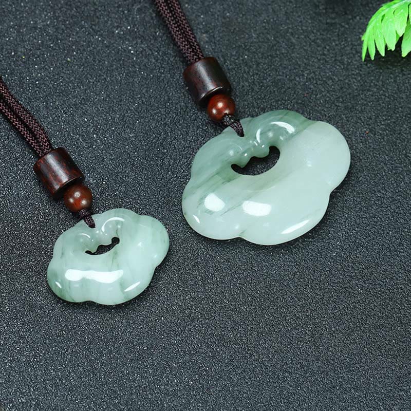 Nimara Ritual Tianshan Jade Golden Silk Jade Chinese Lock Charm Abundance Necklace Pendant