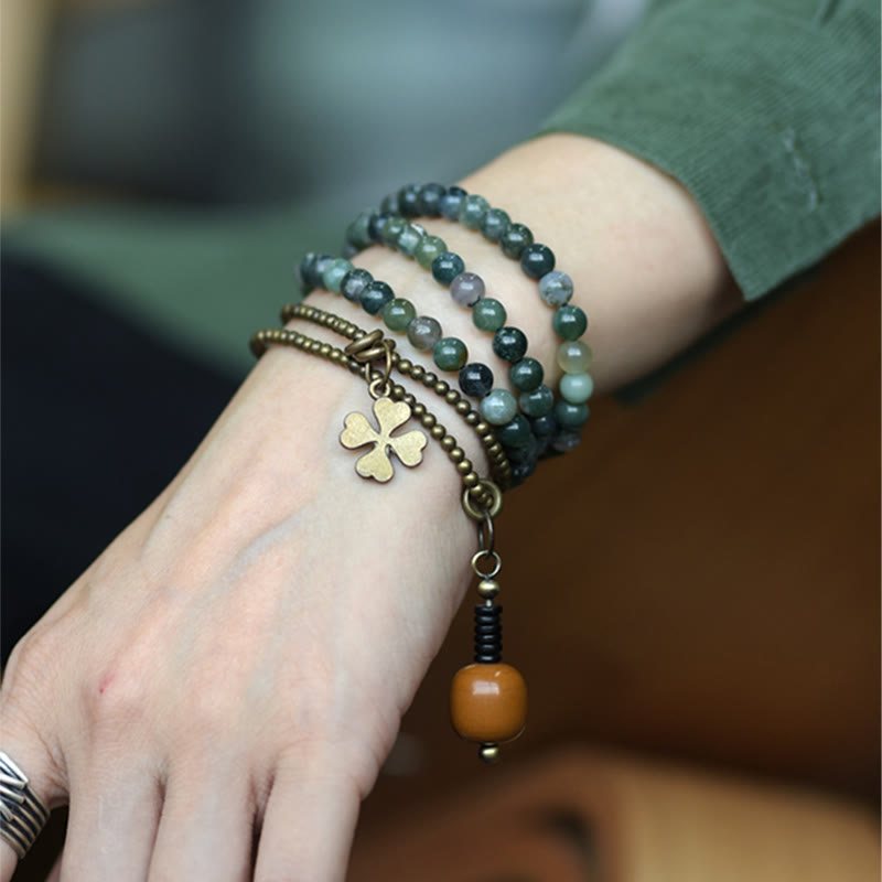 Nimara Ritual Moss Agate Copper Lucky Multilayer Bracelet