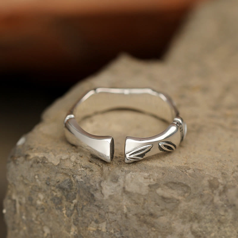 Nimara Ritual Simple Bamboo Design Copper Luck Wealth Adjustable Ring