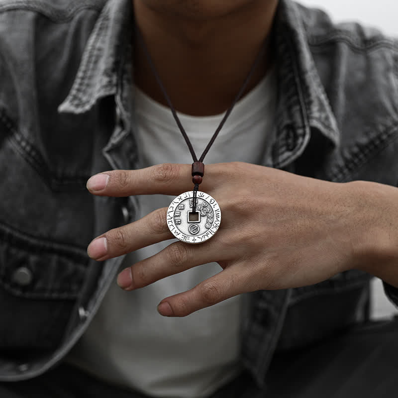 Nimara Ritual Bagua Yin Yang Copper Coin Star Balance Energy Necklace Pendant