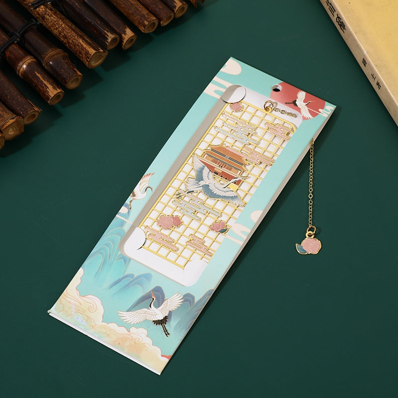 Nimara Ritual Elk Koi Fish Crane Nine Tailed Fox Metal Brass Hollow Bookmark