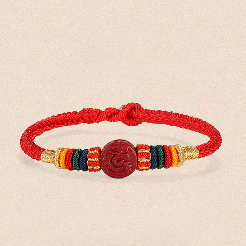 Nimara Ritual Year of the Dragon 925 Sterling Silver Chinese Zodiac Cinnabar Auspicious Matches Blessing Bracelet