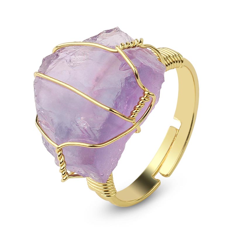 Nimara Ritual Natural Crystal Gemstone Amethyst Adjustable Ring