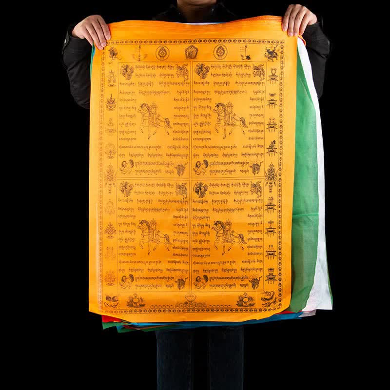 Nimara Ritual Tibetan 5 Colors Windhorse Happiness Auspicious Outdoor Prayer Flag