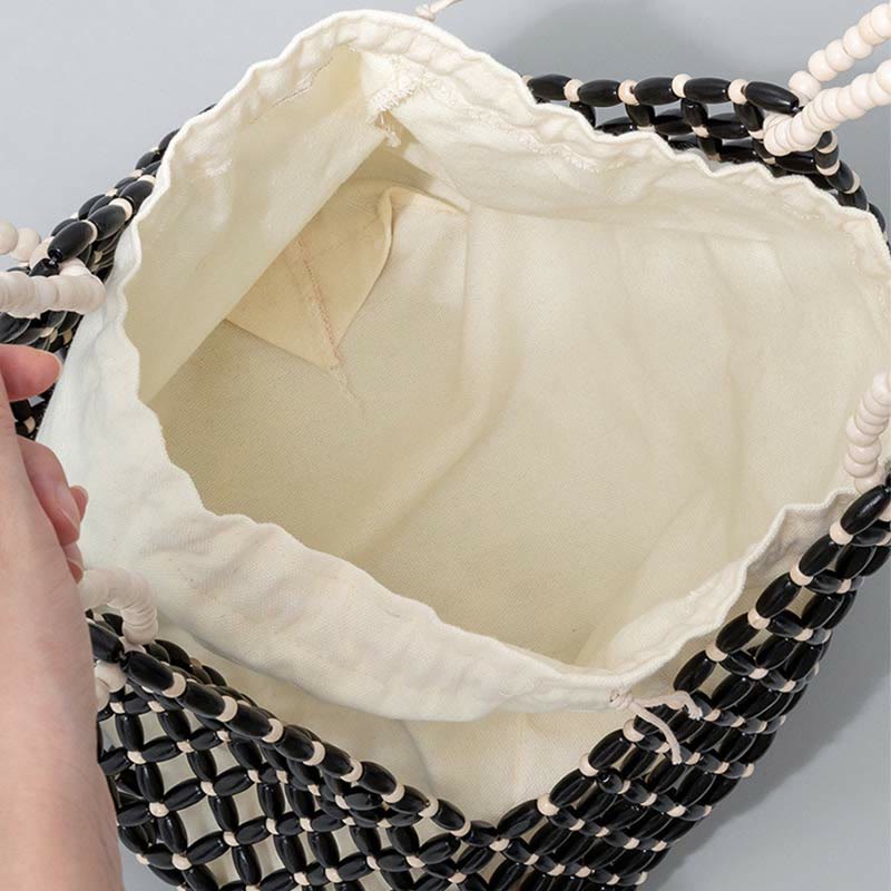 Nimara Ritual Hand-woven Wooden Beads Shoulder Bag Handbags