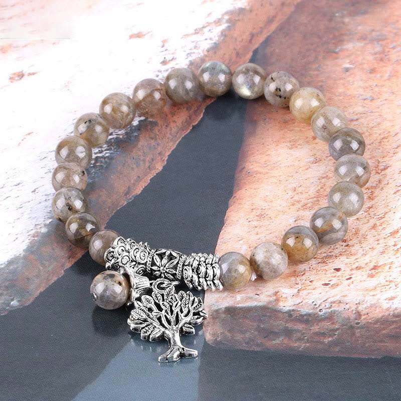 Nimara Ritual Natural Gemstone Tree of Life Lucky Charm Stretch Bracelet