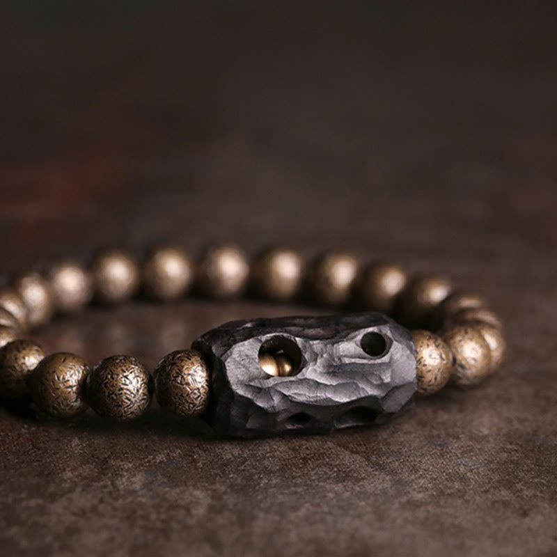 Nimara Ritual Tibet Ebony Wood Copper Peace Balance Beaded Bracelet