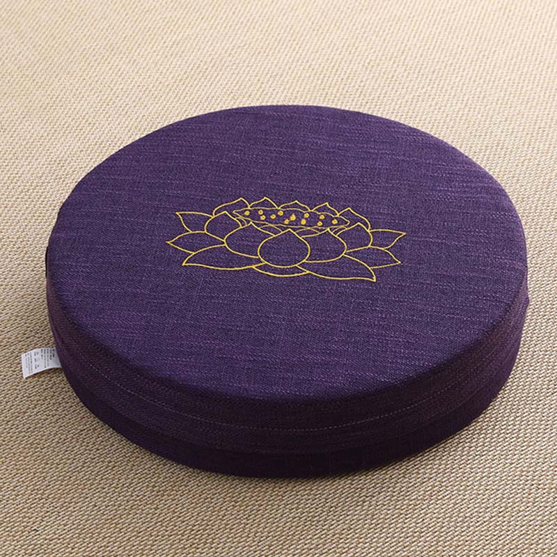 Nimara Ritual Lotus Embroidery Cotton Linen Meditation Seat Cushion