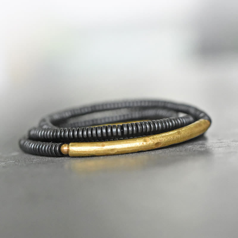 Nimara Ritual Ebony Wood Brass Copper Balance Multilayered Bracelet