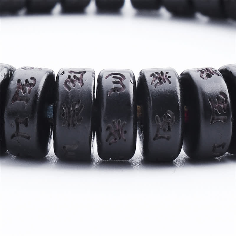 Nimara Ritual Tibetan Coconut Shell Beads Engraved Om Mani Padme Hum Mantra Happiness Bracelet