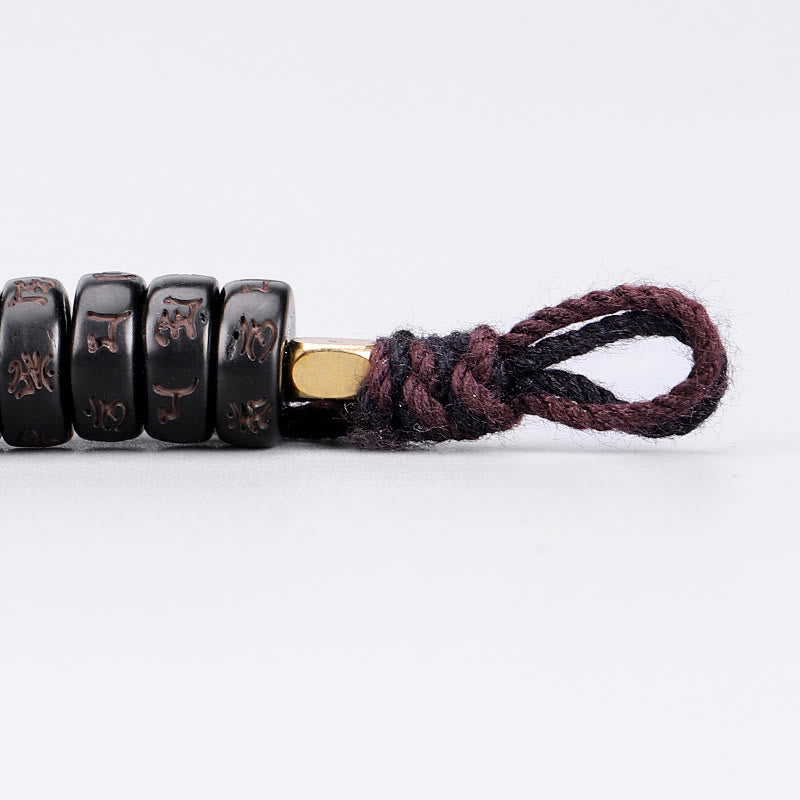 Nimara Ritual Tibetan Coconut Shell Beads Engraved Om Mani Padme Hum Mantra Positive String Bracelet