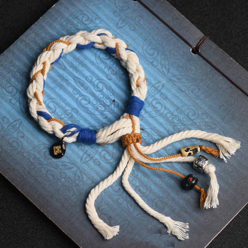 Nimara Ritual Tibet Zakiram Goddess of Wealth Thangka Handmade Luck Bracelet