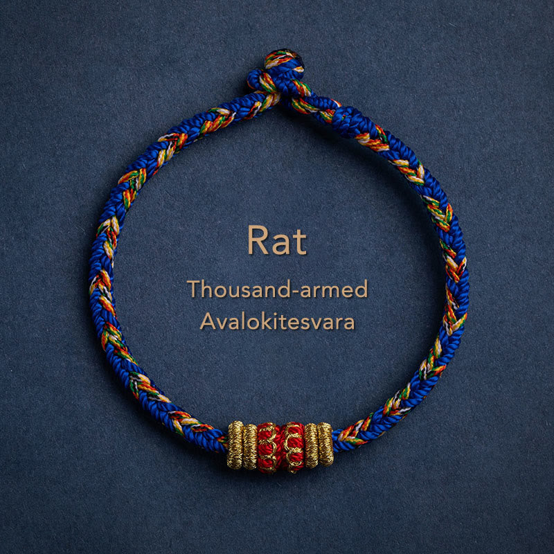 Nimara Ritual Tibet Handmade Chinese Zodiac Natal Buddha Luck Strength Braided String Bracelet
