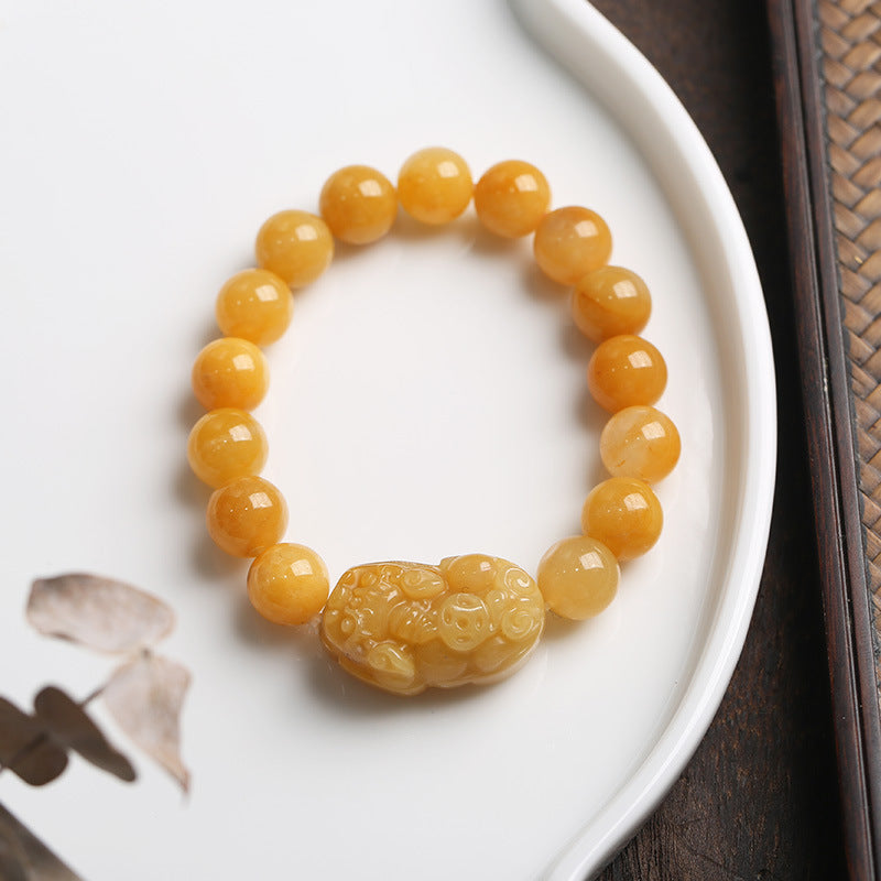 Nimara Ritual Golden Silk Jade Pixiu Wealth Bracelet