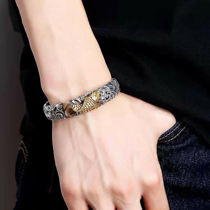 Nimara Ritual Koi Fish Grass Pattern Prosperity Wealth Bracelet Bangle