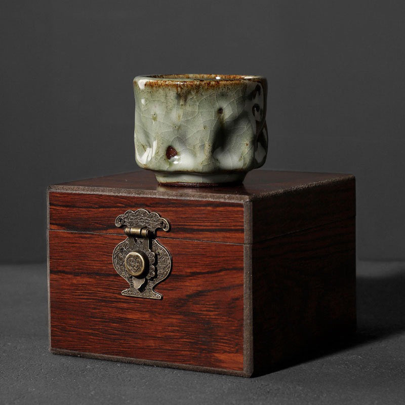 Nimara Ritual Handcrafted Simple Cracked Ice Texture Chinese Jianzhan Ceramic Teacup Kung Fu Tea Cup