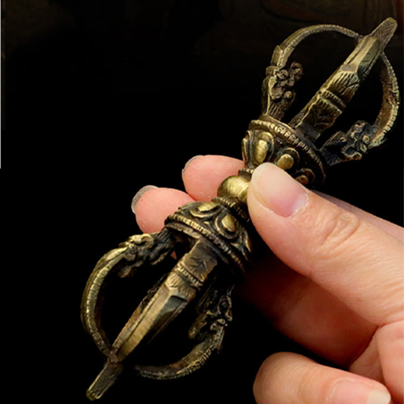 Nimara Ritual Handmade Nepal Five Prong Three Prong Vajra Dorje Strength Copper Decoration