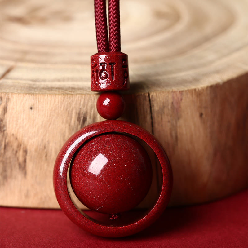 Nimara Ritual Cinnabar Om Mani Padme Hum PiXiu Blessing Lucky Bead Necklace Pendant