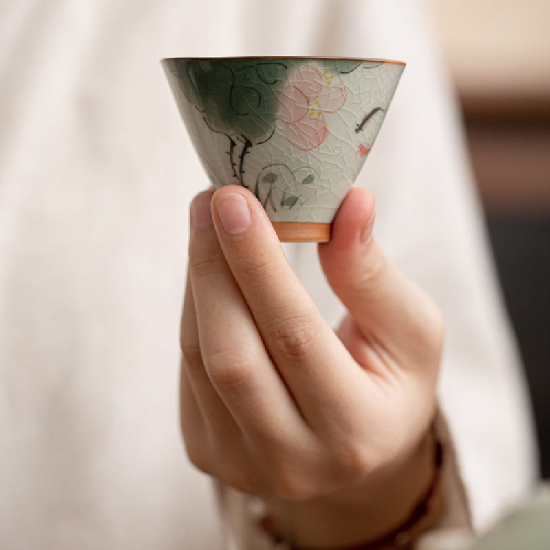 Nimara Ritual Persimmon Boat Koi Fish Lotus Ceramic Teacup Kung Fu Tea Cup 50ml