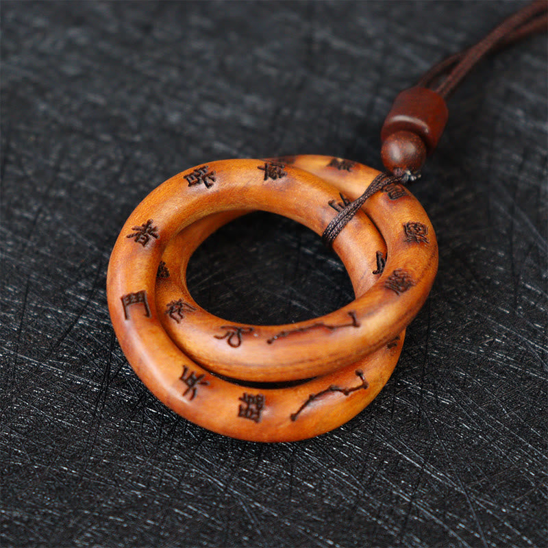 Nimara Ritual Lightning Struck Jujube Wood Taoist Yin Yang Ring Qiankun Circle Leizu Taboo Luck Necklace Pendant