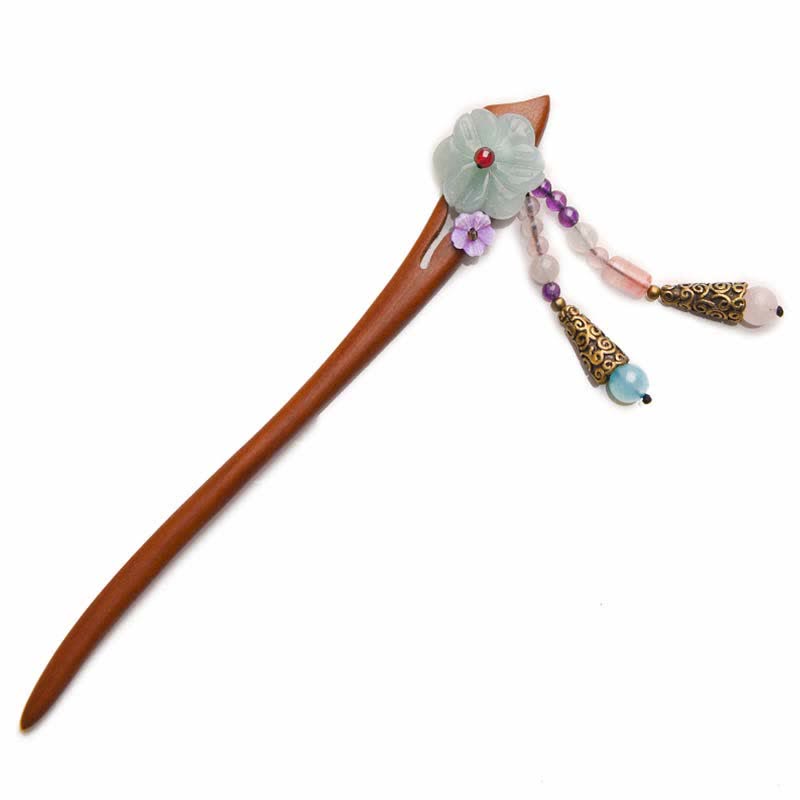 Nimara Ritual Red Sandalwood Amethyst Aventurine Protection Hairpin Decoration