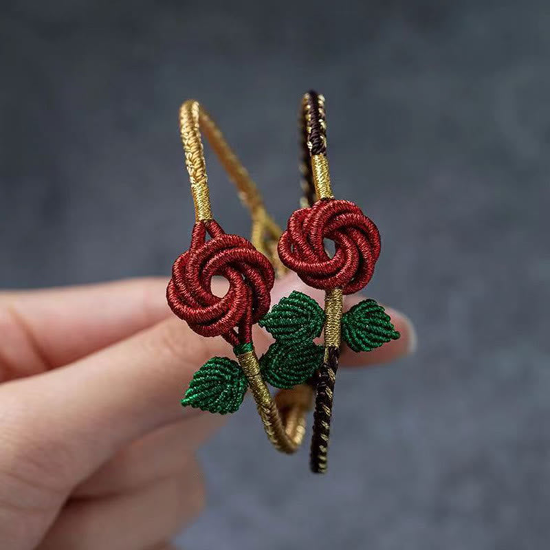 Nimara Ritual Rose Flower Rope Eight Thread Peace Knot Luck Handmade Bracelet