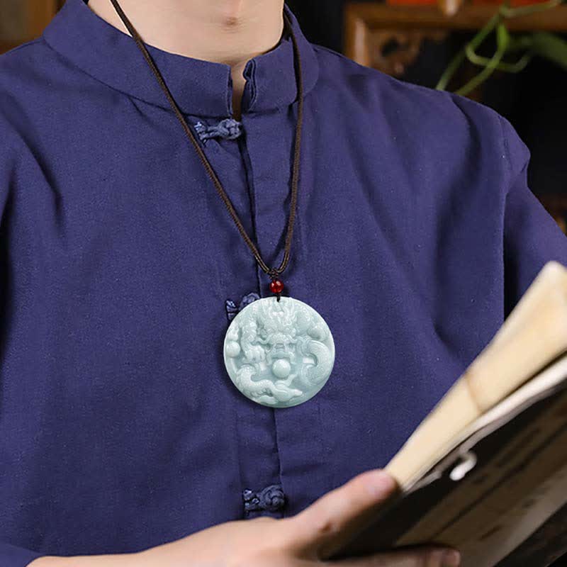 Nimara Ritual Chinese Zodiac Dragon Jade Success Amulet String Necklace