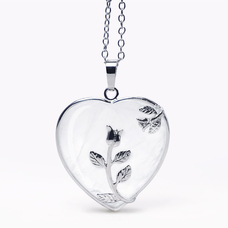 Nimara Ritual Natural Healing Crystals Heart Pendant Necklaces