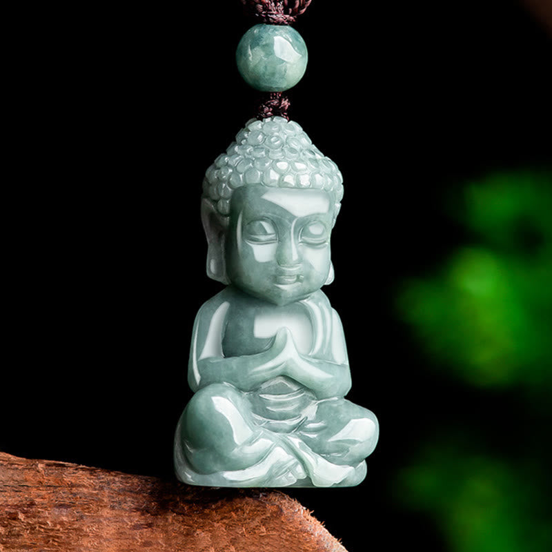 Nimara Ritual Natural Jade Meditation Buddha Amulet Serenity Necklace Pendant