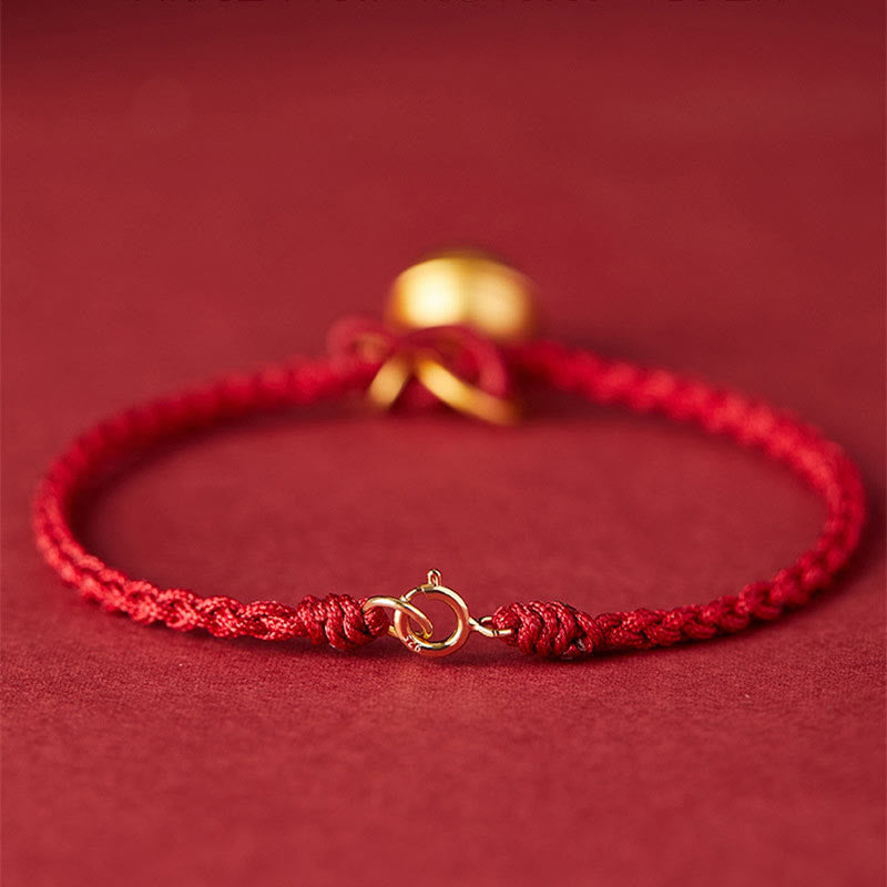 Nimara Ritual Handmade Fu Character Charm Luck Happiness Bell Red Rope Bracelet