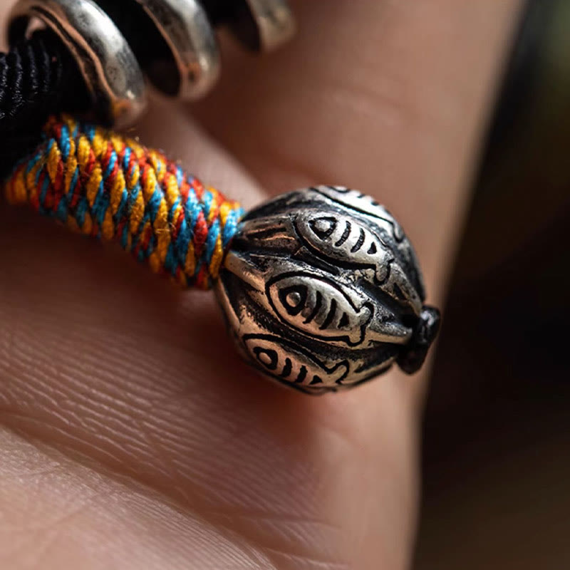 Nimara Ritual Tibetan Om Mani Padme Hum Carved Amulet Double Wrap Bracelet