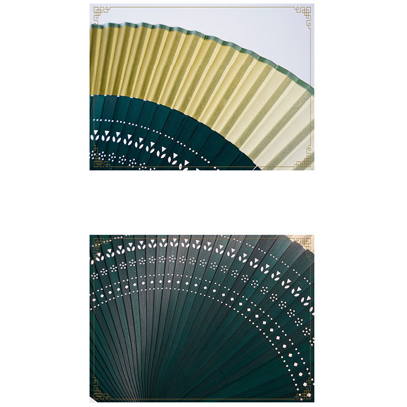 Nimara Ritual Gradient Color Hollow Engraved Handheld Bamboo Folding Fan