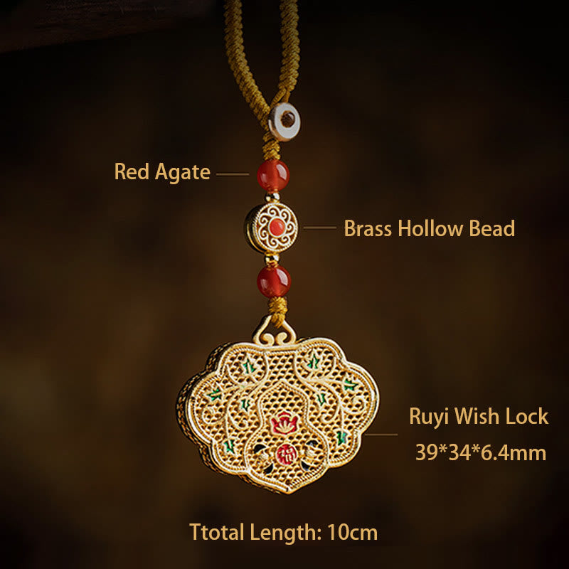 Nimara Ritual Lock of Good Wishes Fu Character Luck Blessing Key Chain