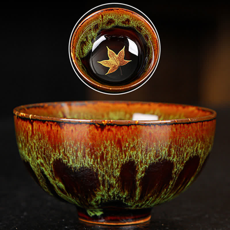 Nimara Ritual Maple Leaf Colorful Ceramic Teacup Home Tea Cups