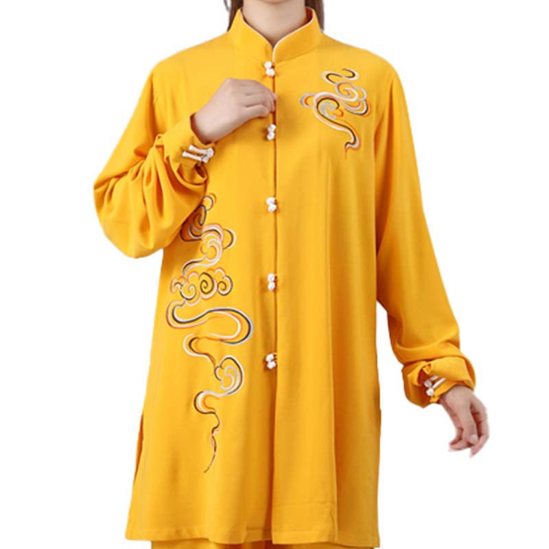 Nimara Ritual Auspicious Clouds Embroidery Meditation Prayer Spiritual Zen Tai Chi Qigong Practice Unisex Clothing Set
