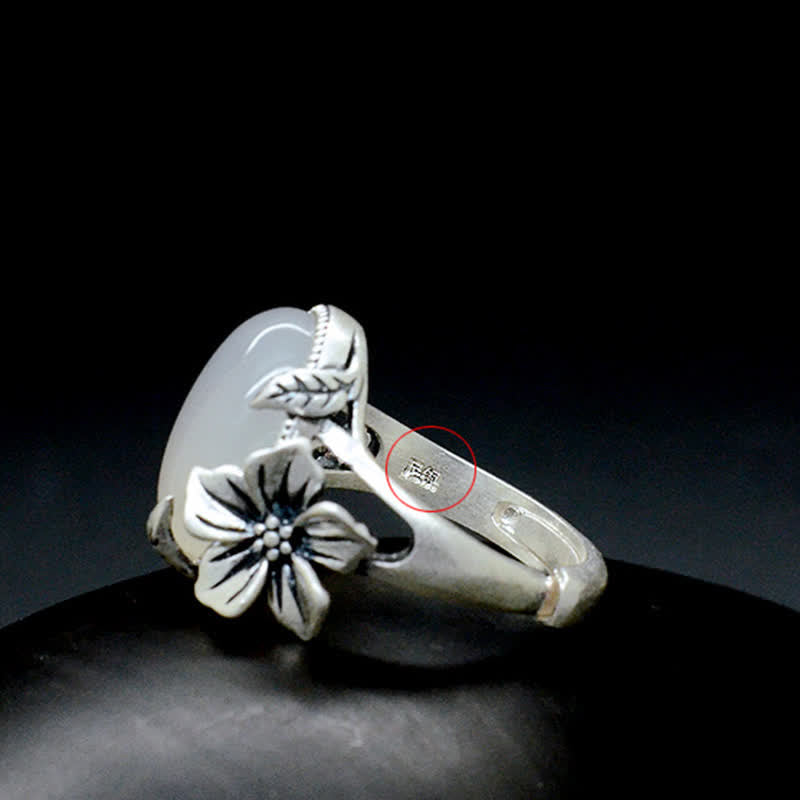 Nimara Ritual 990 Sterling Silver Natural Chalcedony Plum Positive Harmony Ring