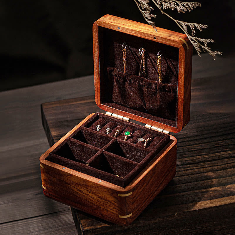 Nimara Ritual Antique Flower Leaf Handmade Rosewood Jewelry Storage Box Wooden Gift Organizer Box