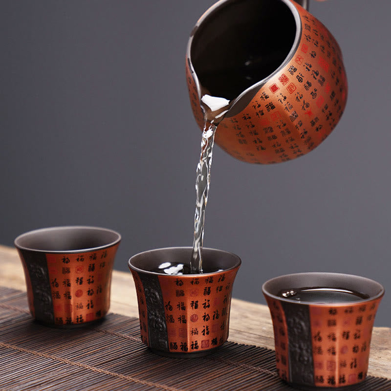 Nimara Ritual Small Fu Character Purple Clay Ceramic Teacup Kung Fu Tea Cup 50ml