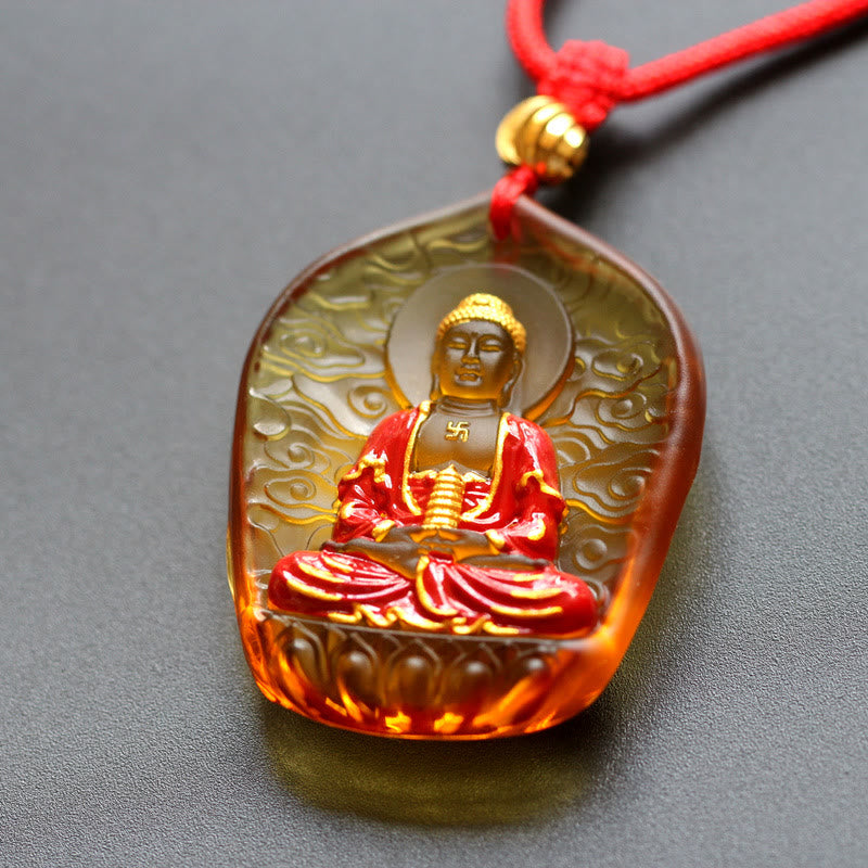 Nimara Ritual Tibet Medicine Buddha Liuli Crystal Compassion Necklace Pendant