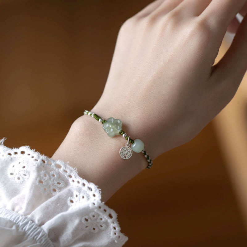 Nimara Ritual Handmade Plum Blossom Flower Jade Luck Prosperity Braided Bracelet