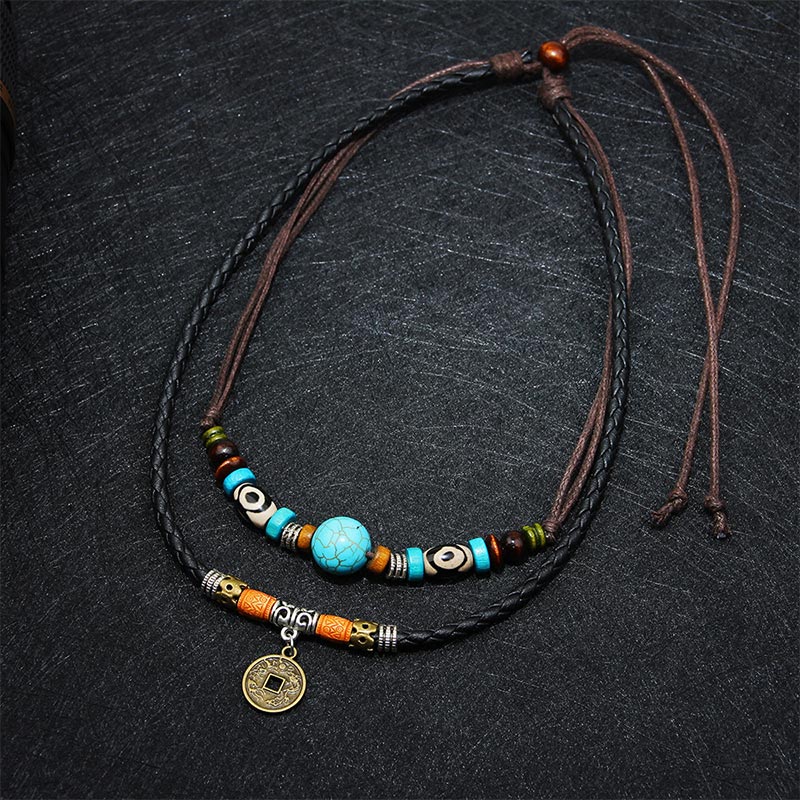 Nimara Ritual Turquoise Dzi Bead Protection Necklace