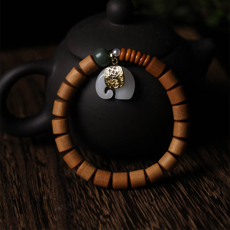Nimara Ritual Sandalwood Jade Elephant Protection Bracelet