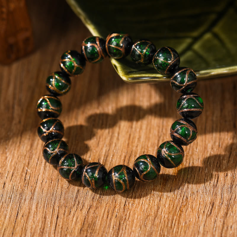 Nimara Ritual Tibetan Classic Liuli Glass Bead Luck Wealth Bracelet