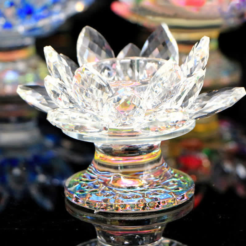 Nimara Ritual Lotus Flower Crystal Candle Holder Home Office Offering Decoration