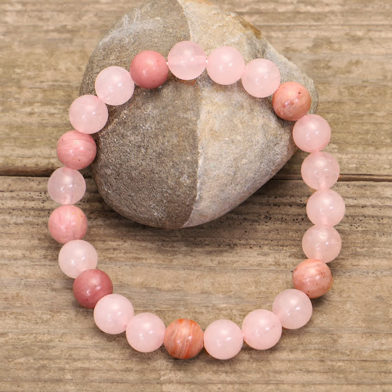 Nimara Ritual 108 Mala Beads Pink Crystal Love Tassel Bracelet