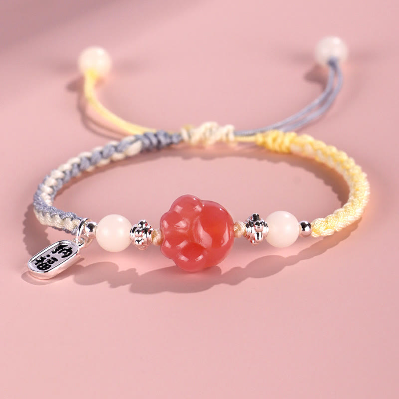 Nimara Ritual Yanyuan Agate Cat Claw Paw White Bodhi Seed Fu Character Positive Braided Rope Bracelet