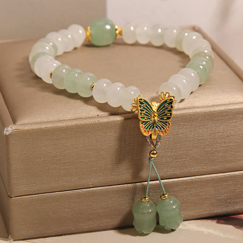 Nimara Ritual Natural Tianshan Jade Abacus Beads Butterfly Prosperity Bracelet