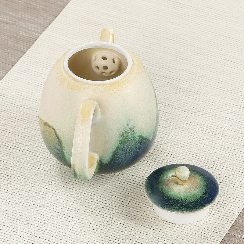 Nimara Ritual Green Beige Chinese Gongfu Tea Ceramic Kung Fu Teapot 230ml